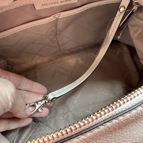 NWT Michael Kors Lexington Large Pebbled Leather Shoulder Bag | Light Cream - Picture 12 of 12